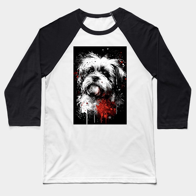 Maltese Dog Portrait Baseball T-Shirt by TortillaChief